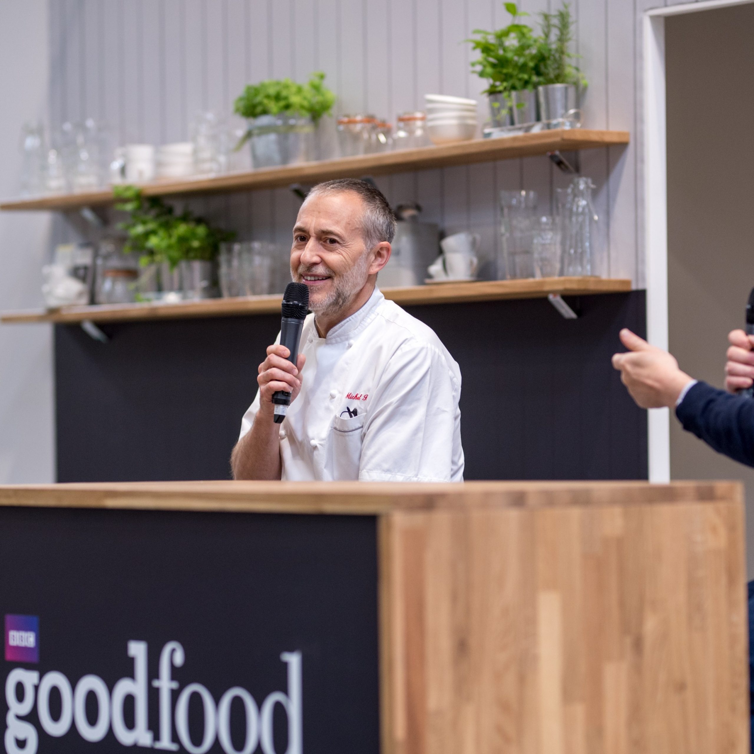 Michel Roux in the Let's Talk Good Food Stage - click to learn more